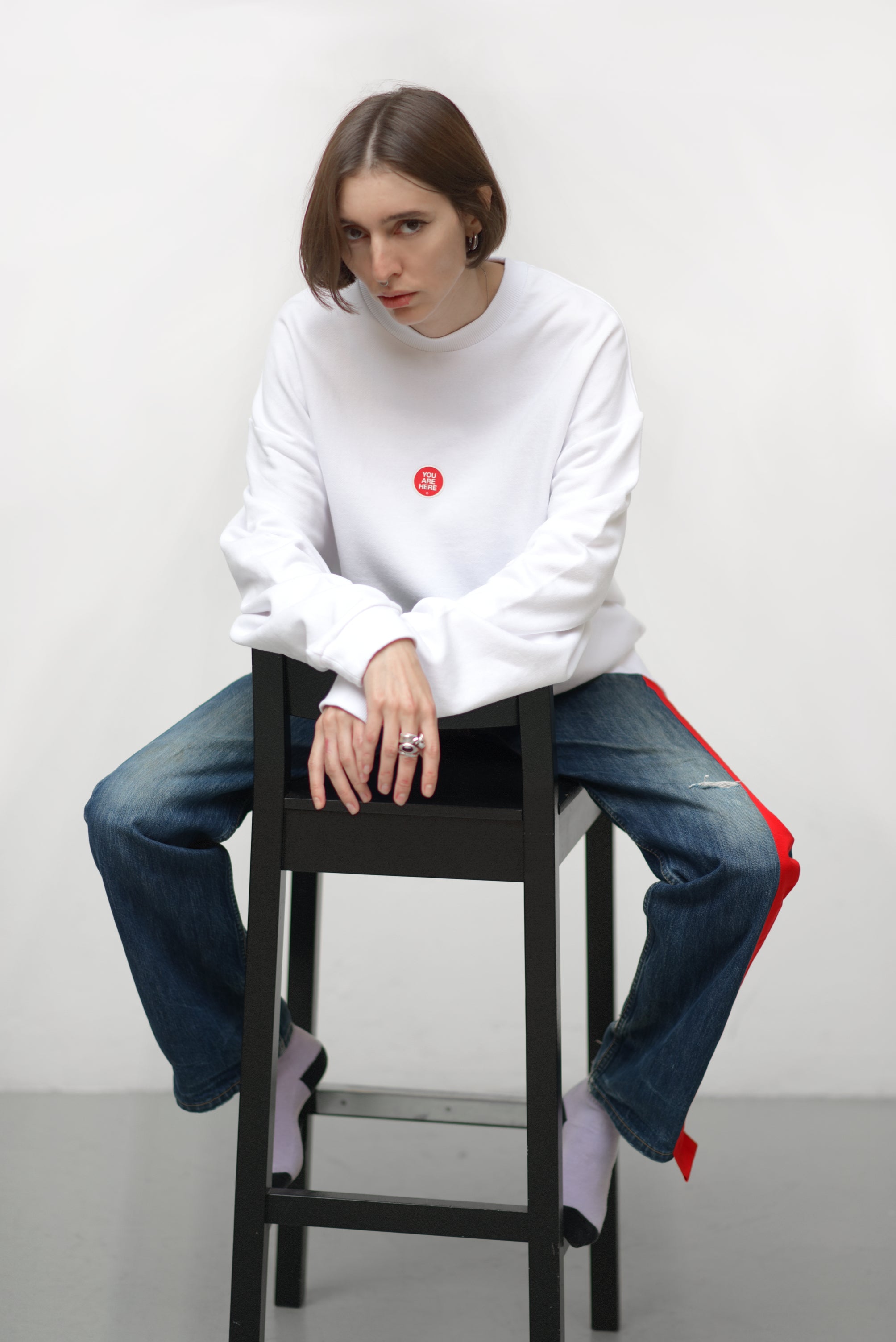 White unisex logo sweatshirt
