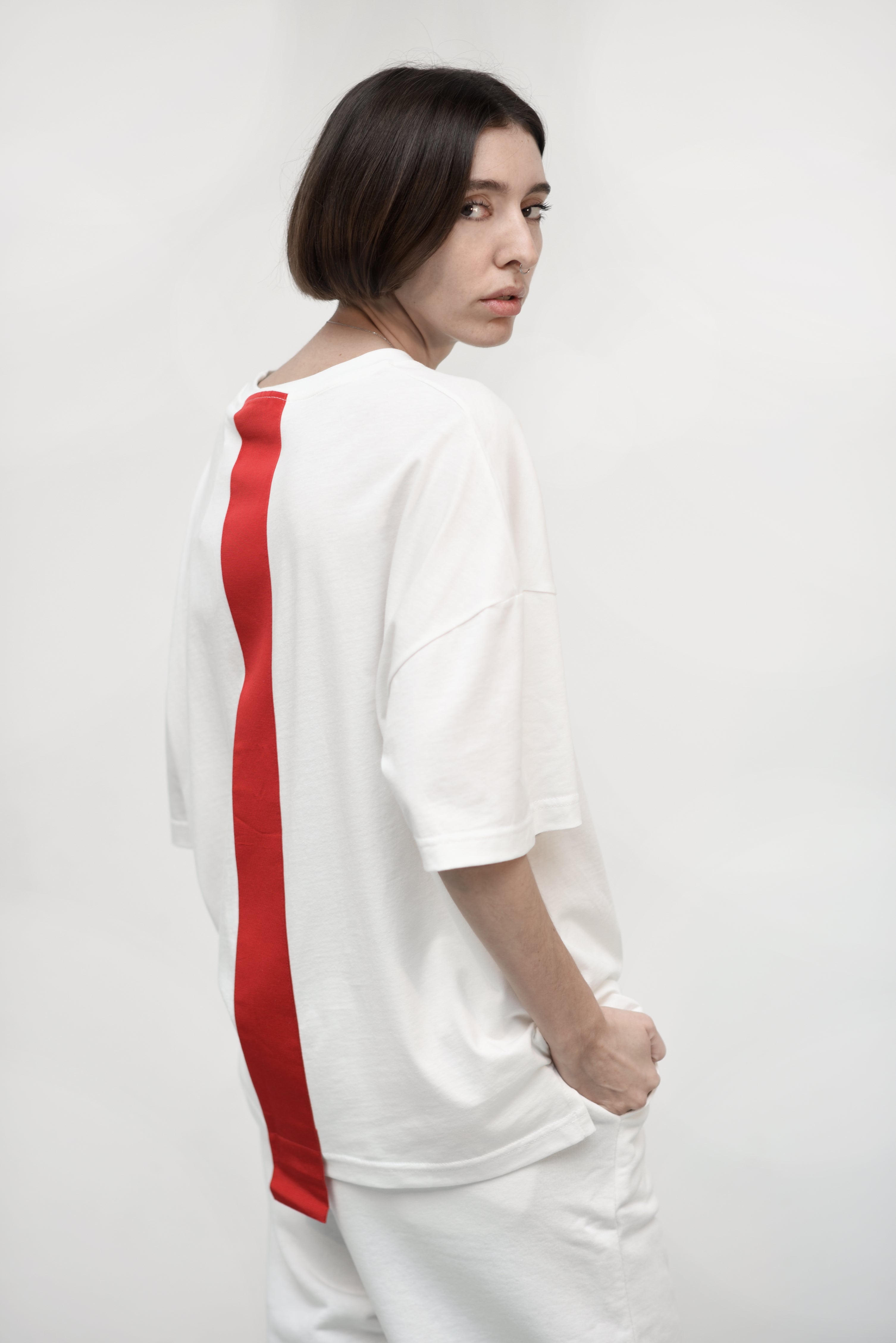 White red-striped t-shirt