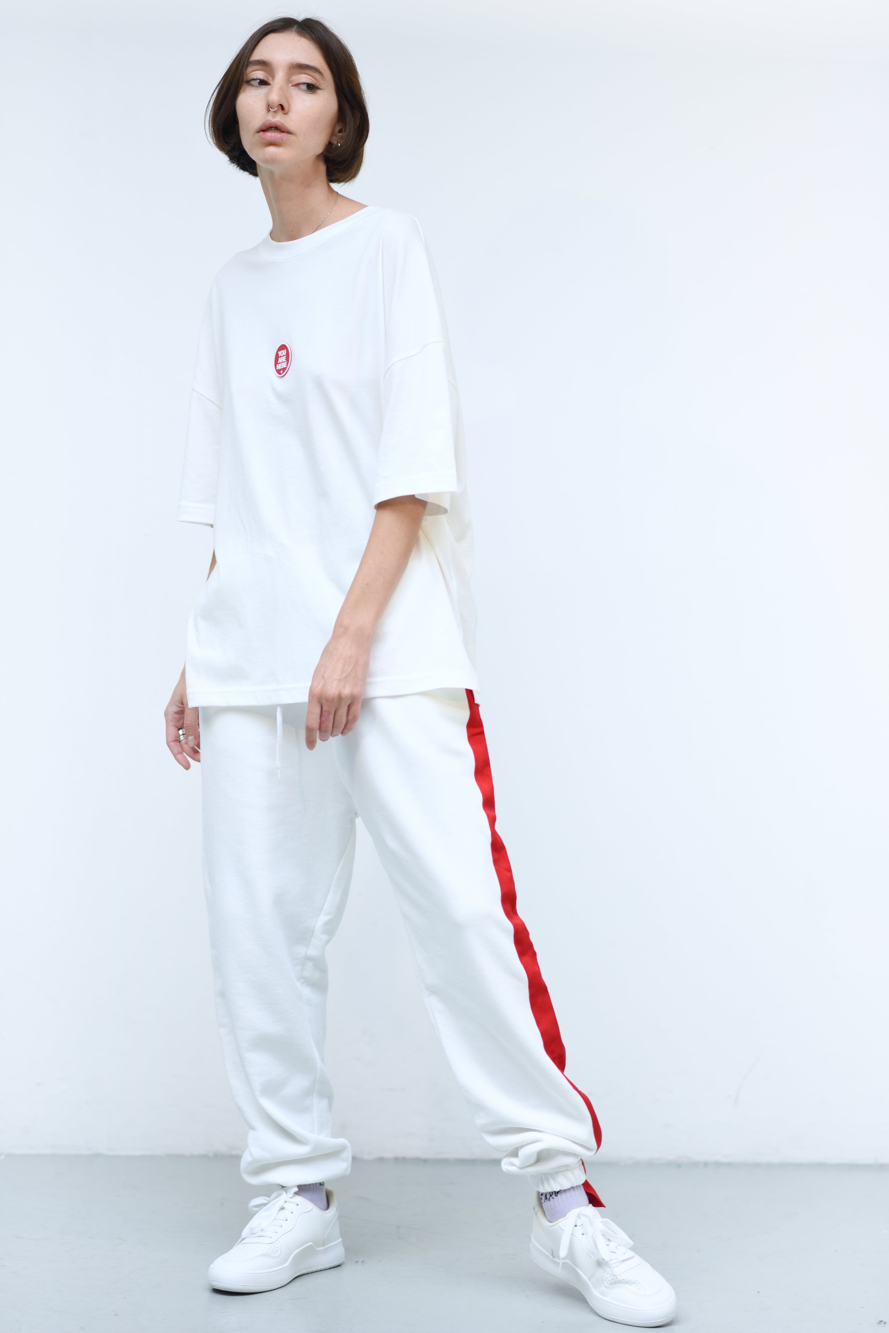 White jersey joggers